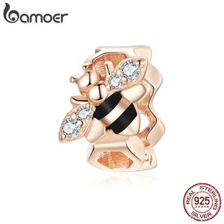 bamoer Genuine 925 Sterling Silver Little Bee Charm for Original Gold Bracelet make Brand Female silver Jewelry BSC371