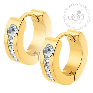 555jewelry ต่างหูห่วงแฟชั่นดีไซน์สวยประดับ CZ รุ่น MNC-ER709-B(Gold) [ER45]