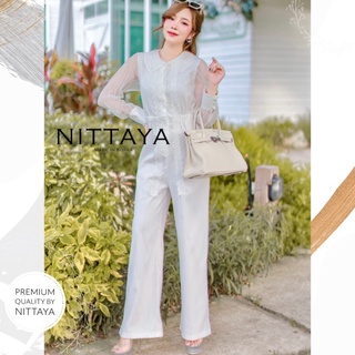 NITTAYA จั้มสูทขายาวสีขาวแขนซีทรูคอปก  เอาใจคนไซส์เล็กด้วยการทำไซส์เล็กพิเศษ XS เพิ่มอีกหนึ่งไซส์จ้า