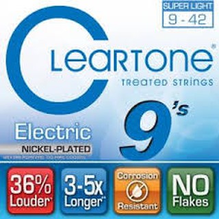 สายกีตาร์ไฟฟ้า Cleartone เบอร์9 ของแท้ Electric Guitar Strings Super Light 9-42