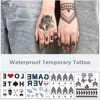 【Magic Tattoo】สติกเกอร์รอยสักชั่วคราว ลายตัวอักษร สีดํา กันน้ํา ติดทนนาน