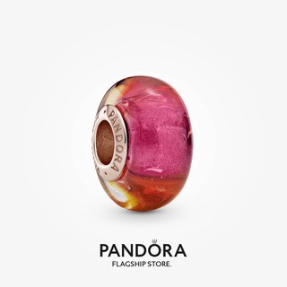 Pandora ชาร์มแก้ว ชุบโรสโกลด์ 14k ประดับกลิตเตอร์ ของขวัญวันเกิด สําหรับสุภาพสตรี p615