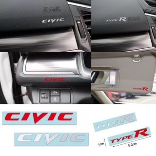 สติ๊กเกอร์ Sticker Civic/TypeR ติดภายในรถ สีเงิน/สีแดง (ราคาต่อ 1 ชิ้น)