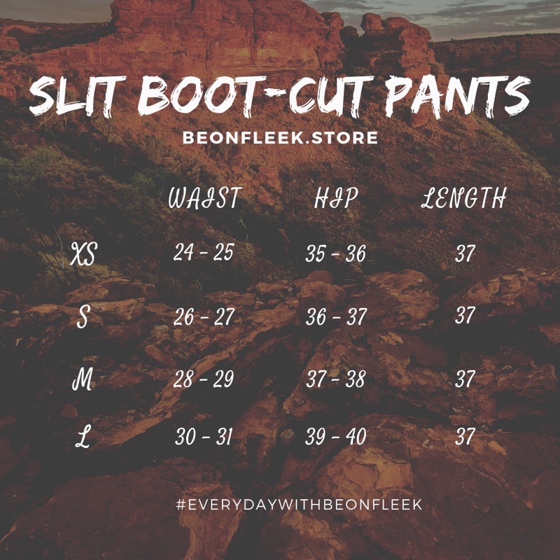 beonfleek-storeกางเกง9ส่วนปลายขาโค้งslitboot-cutpants