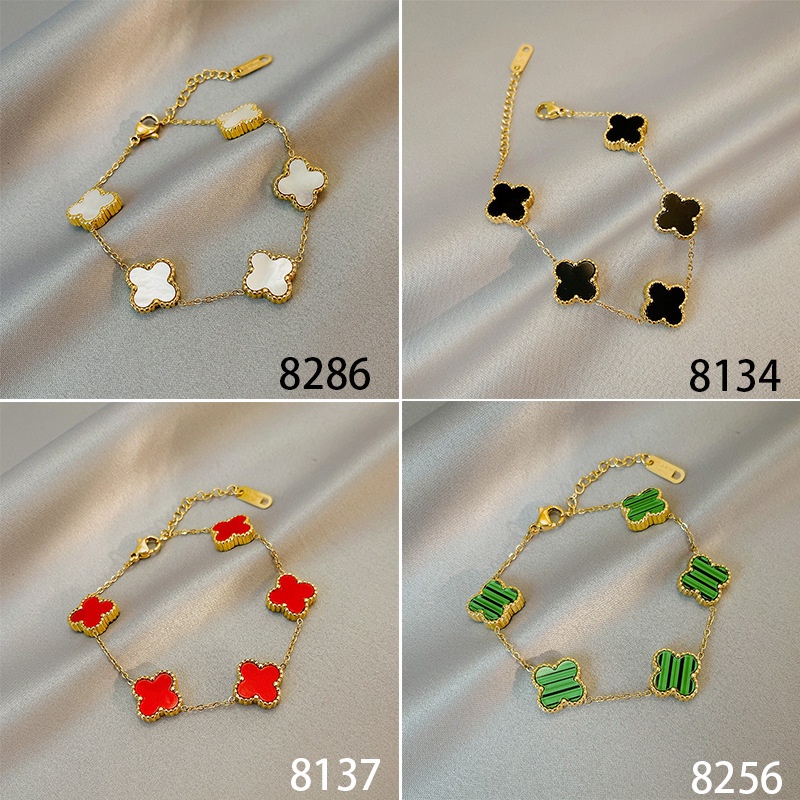 เครื่องประดับ-สร้อยคอ-ต่างหู-สร้อยข้อมือ-สเตนเลส-รูปใบโคลเวอร์สี่แฉก-ป้องกันการซีดจาง-สไตล์เกาหลี-ญี่ปุ่น-สําหรับผู้หญิง-นักเรียน