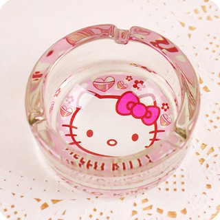 ที่เขี่ยบุหรี่ แก้วคริสตัล ทรงกลม ลายการ์ตูน Hello Kitty น่ารัก สร้างสรรค์ สําหรับห้องนั่งเล่น ห้องรับประทานอาหาร