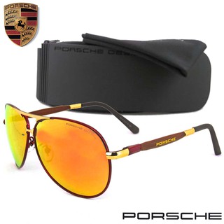 Polarized แว่นกันแดด แฟชั่น รุ่น PORSCHE UV 8516 C-3 สีแดงเลนส์ปรอทแดง เลนส์โพลาไรซ์ ขาสปริง สแตนเลส สตีล Sunglasses