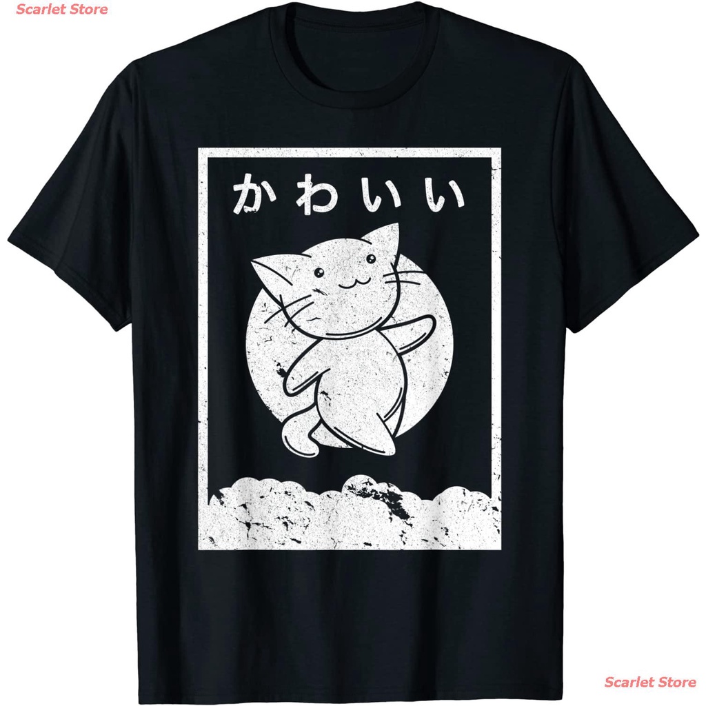 scarlet-store-100-cotton-เสื้อยืดผู้ชาย-kawaii-cat-shirt-retro-style-anime-t-shirt-men-เสื้อ-ยืด-ผู้ชาย-คอกลม-โอเวอร์-ไ