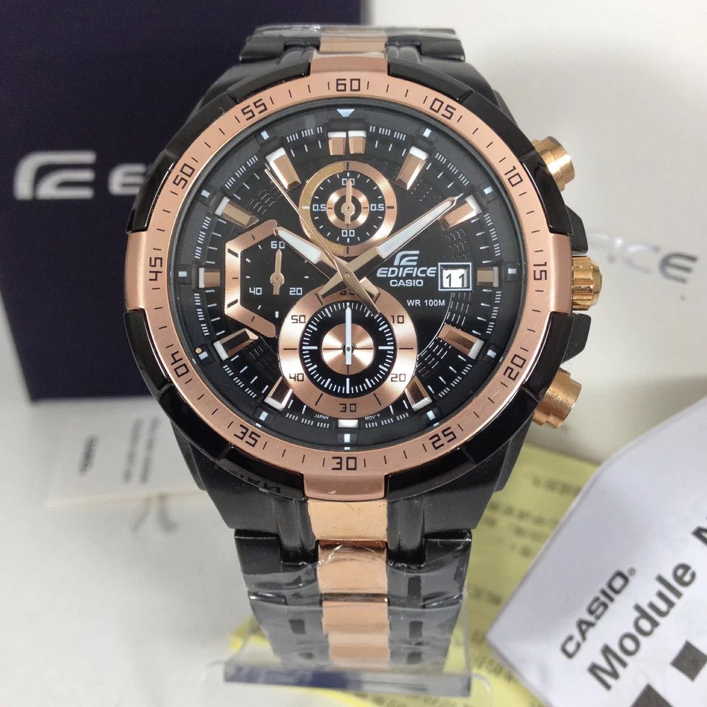 CASIO EDIFICE รุ่น EFR-539D-1AUDF BLACK ROSE GOLD TWO TONE | Shopee ...