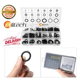 Alitech ยางโอริง 225pcs O-Ring Assortment Nitrile Rubber Washer Seals NBR Kit 18 Sizes in Black