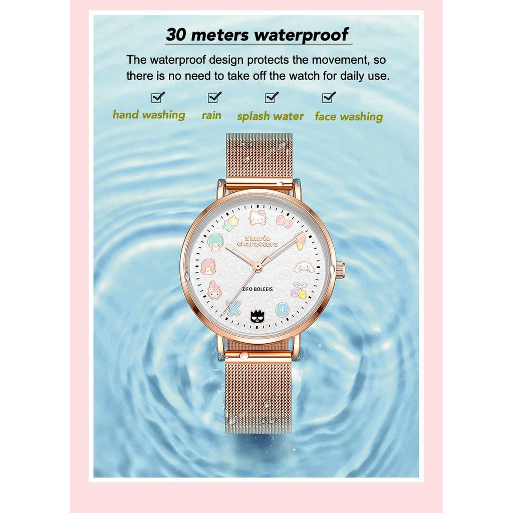 sanrio-hello-kitty-นาฬิกาควอตซ์แฟชั่นสำหรับสุภาพสตรีแบบเรียบง่าย-นาฬิกาเกาหลีกันน้ำสำหรับเด็กผู้หญิง-นาฬิกาการ์ตูนนักเร
