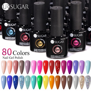 เช็ครีวิวสินค้าUr SUGAR ยาทาเล็บเจล ยูวี 7 มล. ขวดแก้ว สีชมพู สีม่วง กลิตเตอร์ แช่ปิดยาทาเล็บเจล