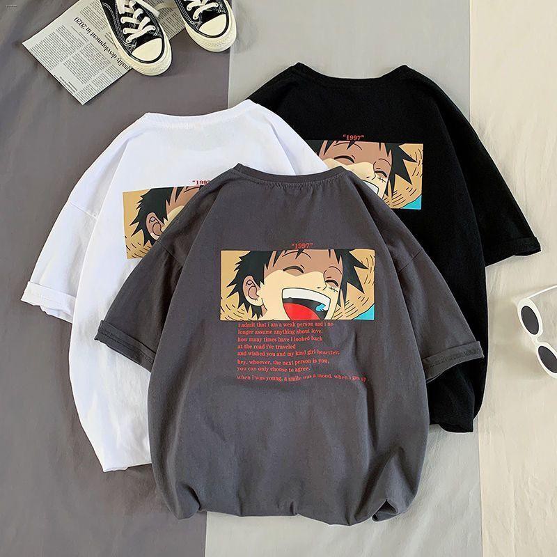 แฟชั่นเกาหลีราคาถูก-xl-xxl-เสื้อผ้าแฟชั่นผู้ชาย-summer-one-piece-เสื้อยืดแขนสั้นนักเรียนชายสไตล์เกาหลีหลวมสไตล์ฮ่อง