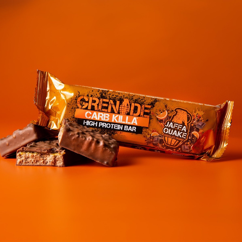 ภาพหน้าปกสินค้าGrenade High Protein Bar Jaffa Quake Chocolate Orange 60g เกรนเนต โปรตีนบาร์รสช็อคโกแลตและส้ม ขนมคลีน 60g จากร้าน foodvariety บน Shopee
