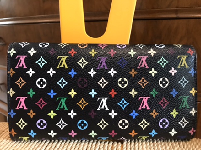 กระเป๋าสตางค์-louis-vuitton-แท้-monogram-multicolore-canvas-รุ่น-sarah-สองพับ-ใส่ได้-6-การ์ด