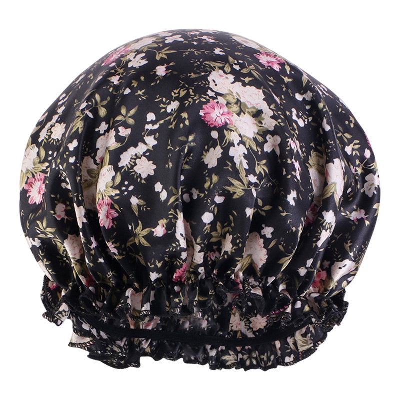 หมวกผ้าโพกหัว-ผ้าซาติน-พิมพ์ลายดอกไม้-เหมาะกับใส่นอนกลางคืน-สําหรับผู้หญิง