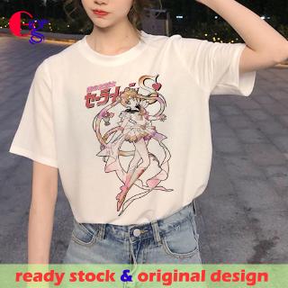 *Gg* เซเลอร์มูน Sailor Moon shirt print sleeve เสื้อยืด funny Short Fashion Tshirt