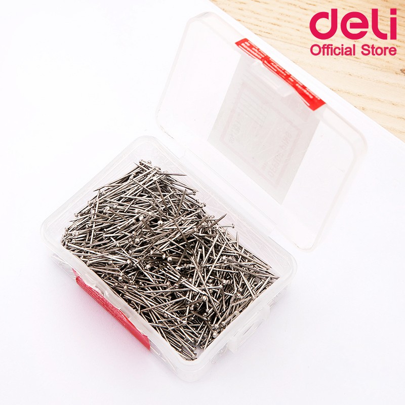 deli-0023-office-pin-50g-เข็มเย็บกระดาษขนาด-50-กรัม-แพ็ค-10-กล่อง-เข็มทำกระทง-หมุดทำกระทง-เข็มทำกระทง-เข็มเสียบกระดาษ