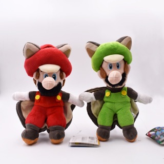 ตุ๊กตา เซ็ต 2 ชิ้น ซุปเปอร์ มาริโอ้ Super Mario Musasabi Flying Squirrel Mario And Luigi Soft Stuffed Plush Doll