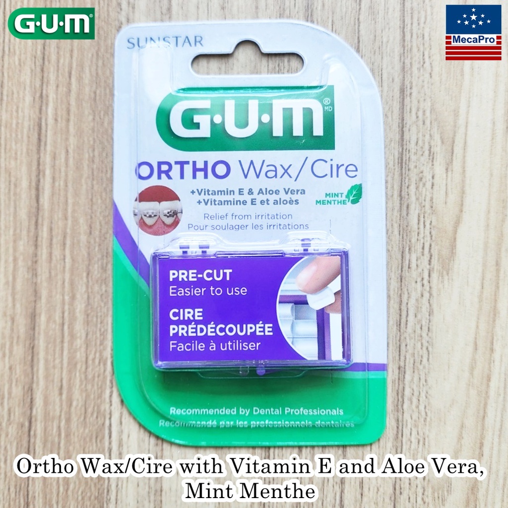 GUM® Ortho Wax/Cire with Vitamin E and Aloe Vera, Mint Menthe ขี้ผึ้ง