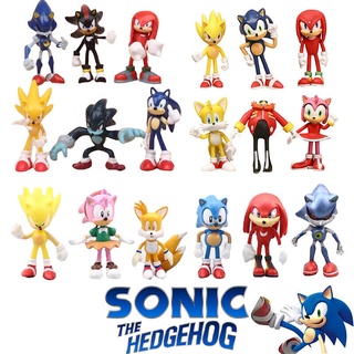 ชุดของเล่นฟิกเกอร์ Pvc รูป Super Sonic The Hedgehog ขนาด 6-7 ซม. 6 ชิ้น ต่อชุด