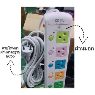 [รุ่นใหม่!!] รางปลั๊กไฟ เสียบ USB ปลั๊กไฟ รางปลั๊กไฟ ปลั๊กสามตา 3,5,8 เมตร ผ่านมอก. CKML รุ่น No.815