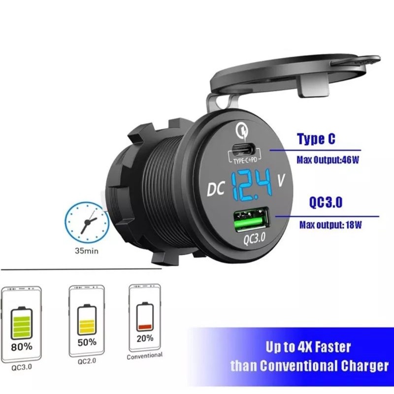 usb-qc-3-0-charge-type-c-pd-fast-charge-ที่ชาร์โทรศัพท์แบบเร็ว-ชาร์จเร็ว-ที่ชาร์จมือในรถยนต์-power-box