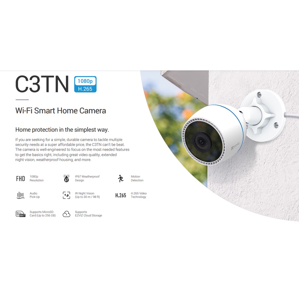 ภาพสินค้าEzviz C3W 720P & New Model C3TN 2MP Wifi camera ติดตั้งง่าย ใช้งาน จากร้าน cctvpro.bkk บน Shopee ภาพที่ 2