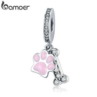 Bamoer Charm Bead 100% Silver 925 Dog Paw Shape Fit Bracelets Jewelry Making Fashion Accessories SCC452