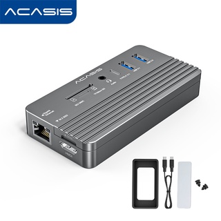 Acasis เคสฮาร์ดไดรฟ์ SSD ความเร็วสูง 10-In-1 M.2 USB-C Gen2 10Gbps PCIe SSD M2 SATA NVME 5Gbps พร้อมตัวอ่าน 4K HDMI SD TF