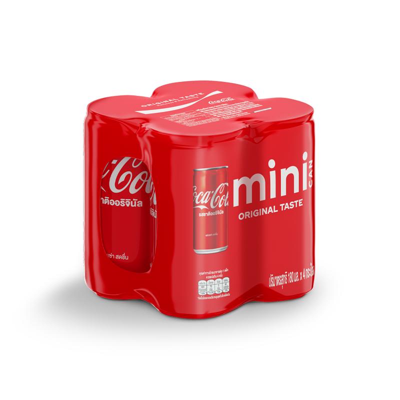 โค้ก-น้ำอัดลม-รส-ออริจินัล-180-มล-4-กระป๋อง-coke-soft-drink-original-180ml-pack-4