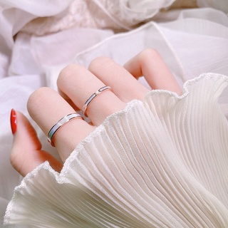สินค้า แหวนเหล็กไทเทเนียม สีขาว หรูหรา สไตล์เกาหลี สําหรับผู้หญิง