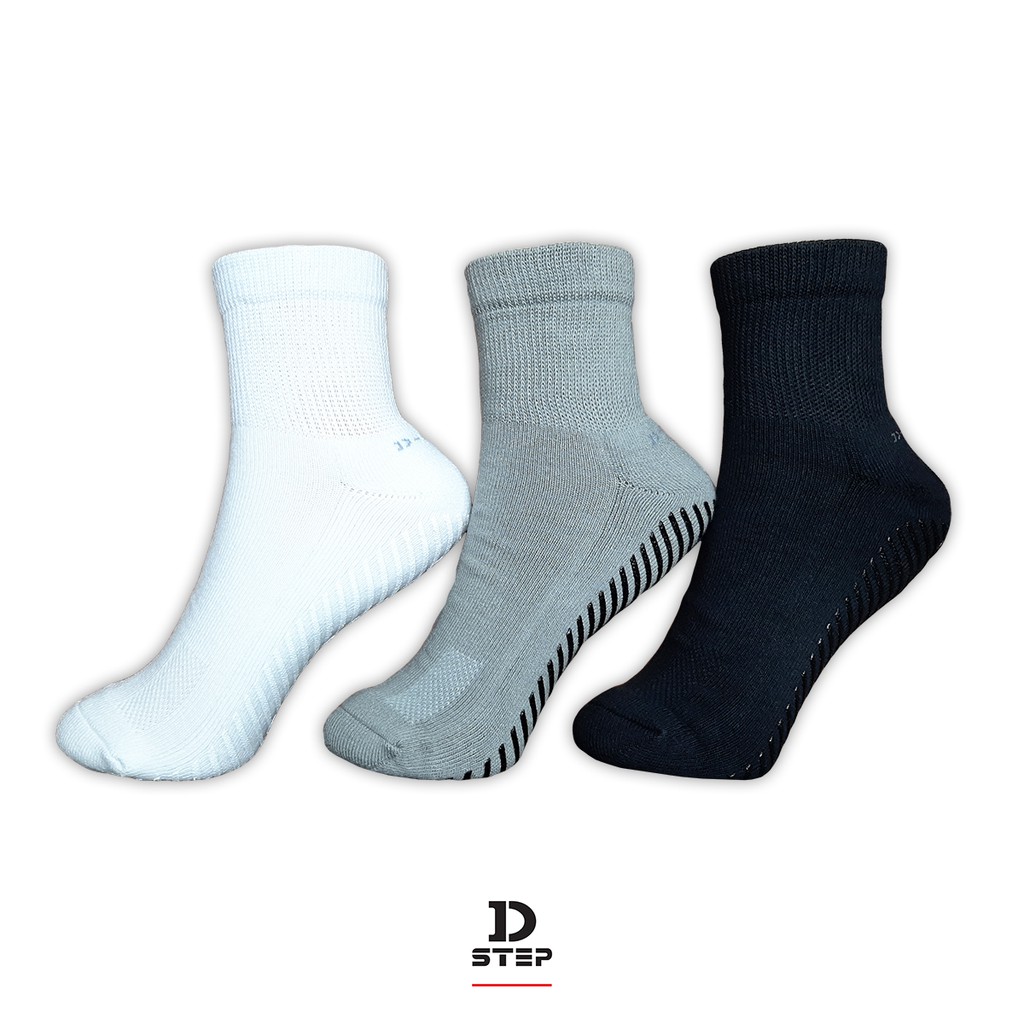 dstep-ถุงเท้าเพื่อสุขภาพ-ถุงเท้าขนหนูครึ่งหนานุ่ม-เสริมแถบกันลื่น-dh-002