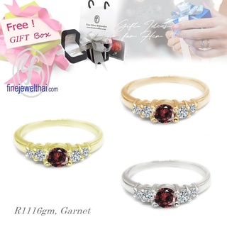 Finejewelthai-แหวนโกเมน-โกเมน-แหวนเงินแท้-แหวนพลอย-พลอยแท้-พลอยประจำเดือนเกิด-Garnet-Silver-Ring-R1116gm