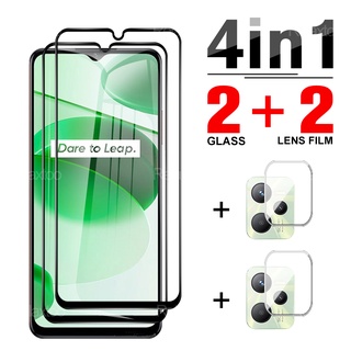 4in1 Tempered Glass silk screen For realme c35 C25 C25s camera screen Protector For Realme c21 c11 2021 Protecto glass Cover