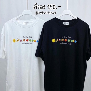 พร้อมส่ง เสื้อยืดoversize ผ้าคอตตอน ลาย to the sun ️ เสื้อยืดคอกลมผ้าฝ้าย