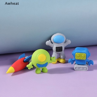 【Awheat】ยางลบ Pvc ลายจรวดนักบินอวกาศ ขนาดเล็ก 4 ชิ้น
