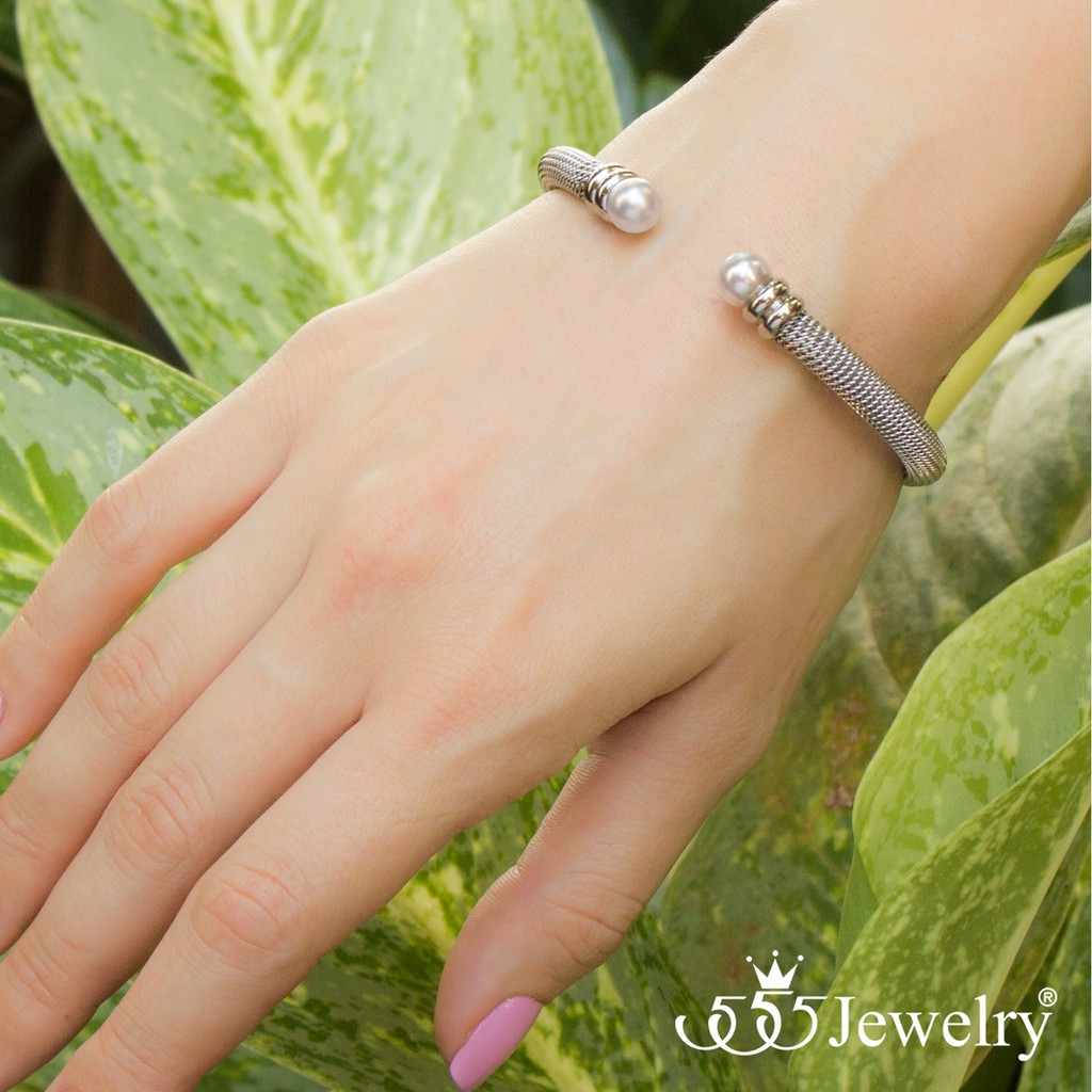 555jewelry-กำไลข้อมือสแตนเลส-ตกแต่งด้วยไข่มุกเม็ดสวย-รุ่น-mnc-bg037-กำไลข้อมือแฟชั่น-กำไลข้อมือสวยๆ-bg3