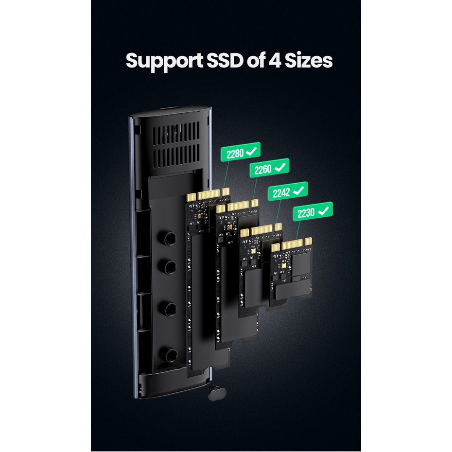 ภาพสินค้าUgreen M.2 NVMe SSD Enclosure Dual Protocol NVMe SATA เป็น USB 3.1 Gen2 10 Gbps NVMe PCI-E M.2 SSD เคสรองรับ UASP สําหรับฮาร์ดดิสก์ จากร้าน ugreenofficial.th บน Shopee ภาพที่ 8