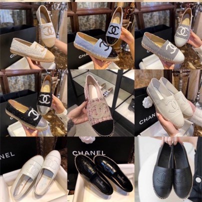 พรี-chanel-g29762-espadrilles-in-silver-lambskin-รองเท้าชาแนล-ของใหม่-หนังลูกแกะสีเบจดำsize35-41