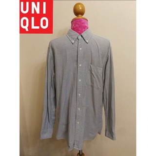 UNIQLO Brand_2nd hand เสื้อเชิ้ตแขนยาวผ้าฝ้าย​100%/ Size L/ Made in China 🇨🇳/ แท้มือสองกระสอบนำเข้า​