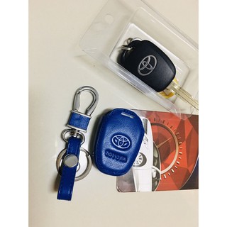 ซองกุญแจรถยนต์TOYOTA VIOS ปลอกกุญแจ Key Case  พวงกุญหนังสีน้ำเงิน TOYOTA-VIOS