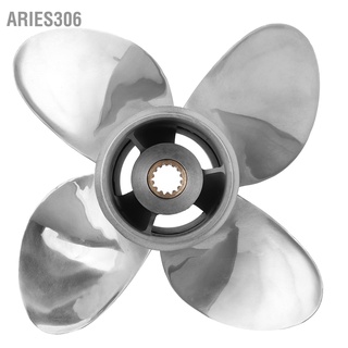 Aries306 ใบพัดสเตนเลส 4 ใบพัด 9.9X10 Rh 14 ซี่ สําหรับเครื่องยนต์ Johnson 15‐35Hp