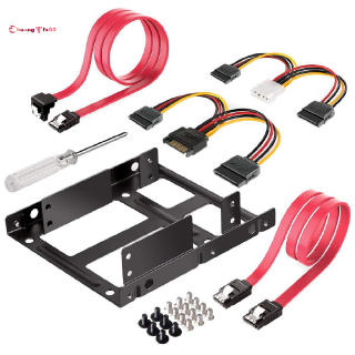 2X 2.5 inch SSD to 3.5 inch Internal Hard Disk Drive Mounting Kit Bracket (SATA Data Cables and Power Cables Included)