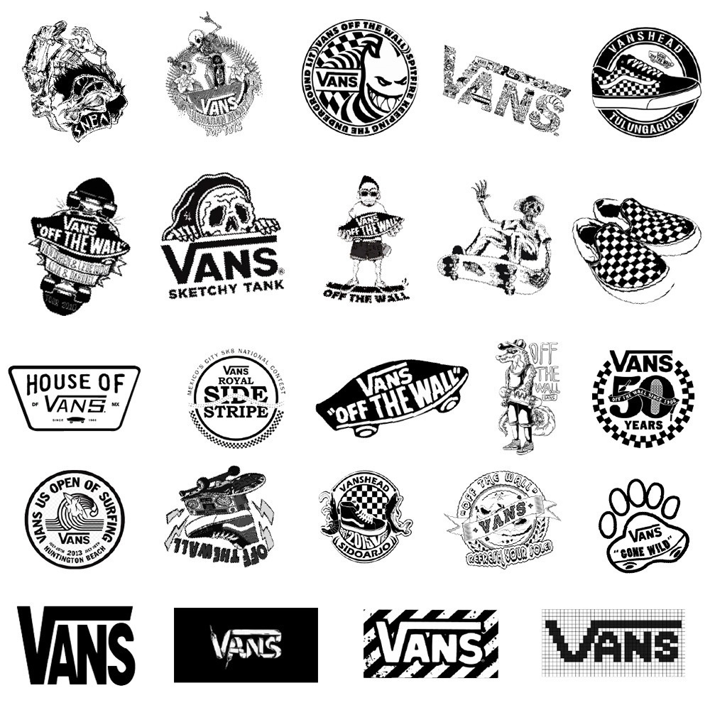 vans-สติ๊กเกอร์กราฟฟิตี้กันน้ําสีดําและสีขาว-50-ชิ้น