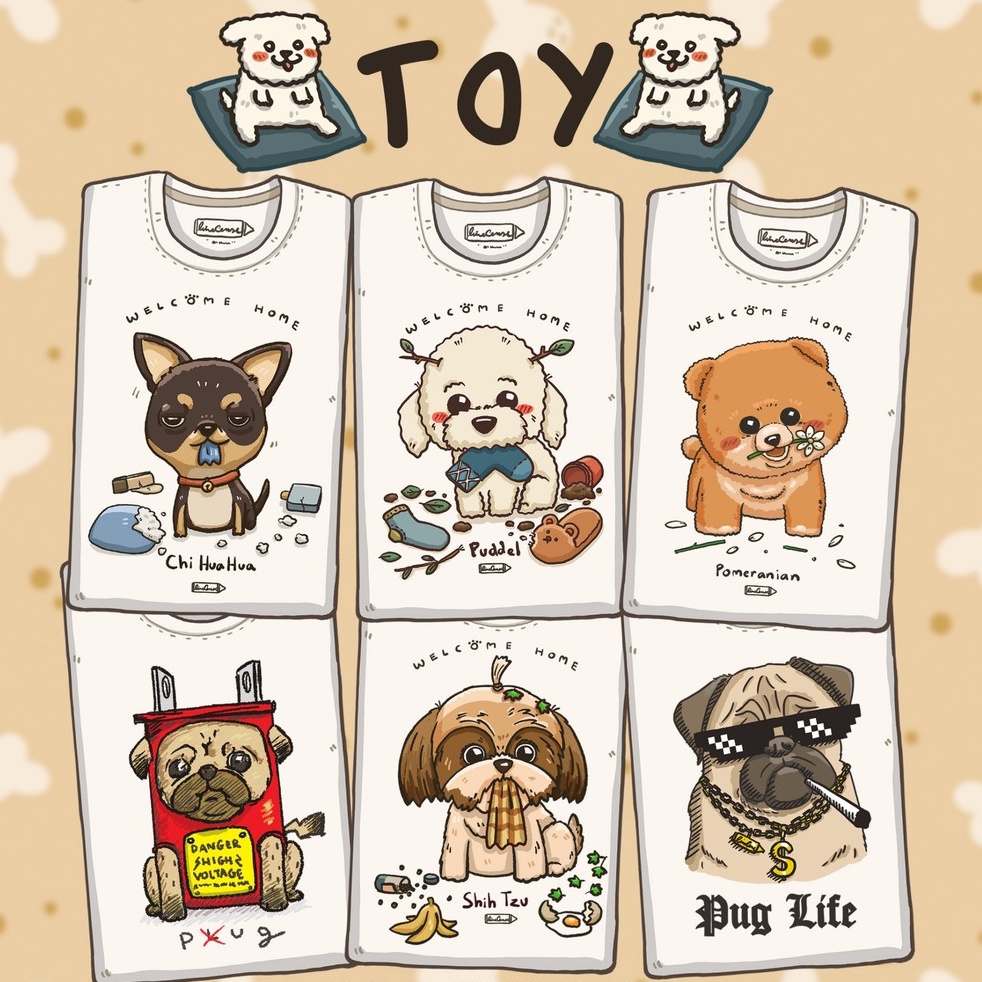 s-5xl-shih-tzu-dog-welcome-home-on-black-t-shirt-เสื้อยืด-พรีเมี่ยม-สีดำ-ลายน้องหมาชิสุห์