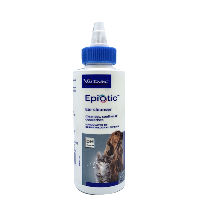 ราคาและรีวิวVirbac Epi-Otic น้ำยาเช็ดทำความสะอาดหูสุนัขและแมว ขนาด 125ml. (EXP 15/12/23)