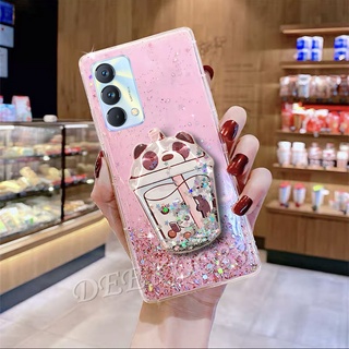 เคสโทรศัพท์ realme GT Master Edition Case Lovely Cute Cartoon Bears Design Quicksand Bracket with Stand Holder Softcase Bling Glitter Transparent Girl Back Cover เคส RealmeGT Casing