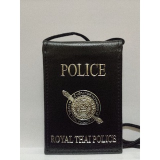 กระเป๋าหนังใส่บัตรคล้องคอ ตำรวจโลโก้เป็นโลหะสวยงามทนทานและแข็งแรง