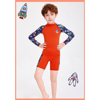 สินค้า 🎏พร้อมส่งในไทย🎏Dive & Sail ชุดว่ายน้ำแบบแยกชิ้น เสื้อแขนยาวกางเกงขาสั้น กันUV UPF50+ ใส่สบายเเห้งไว ชุดว่ายน้ำเด็กชาย